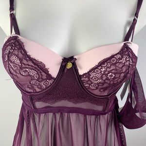 Jessica Simpson Babydoll Burgundy with Panty M